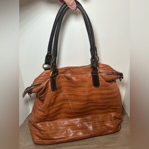 IL Duca Tan & Brown Leather Tote Bag Made In Italy.
